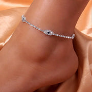 Anklet Chain Silver Sparkling Diamonds