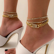 Anklets - Gold Diamond Chain