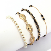 Gold And Shell Bohemian Anklet Chains 4 Pieces