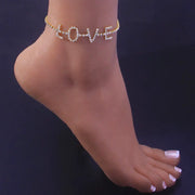 Gold Diamond Anklet - Love