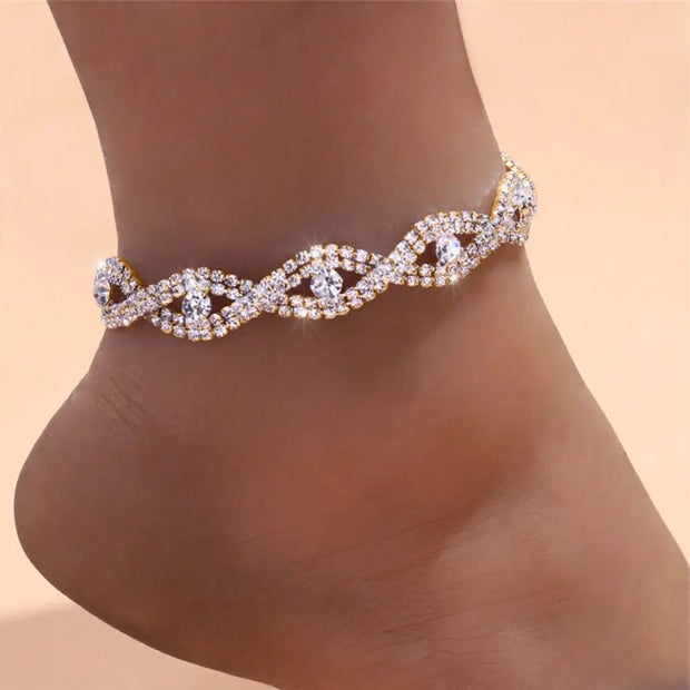 Greek Style Anklet - Diamonds
