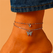Silver Butterfly Ankle Jewelry X2